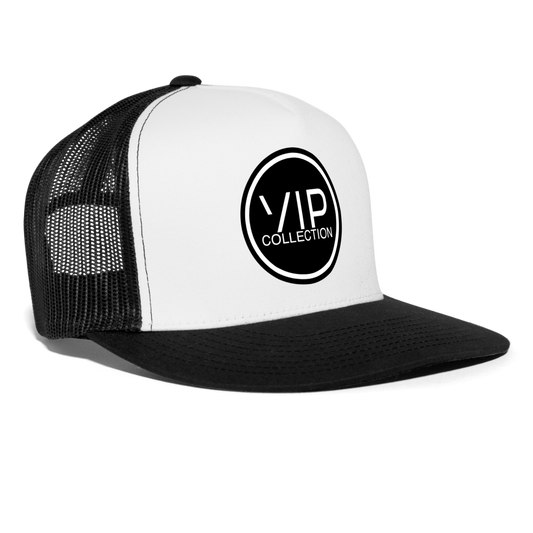 VIP Trucker Hat (alternate black logo) - white/black