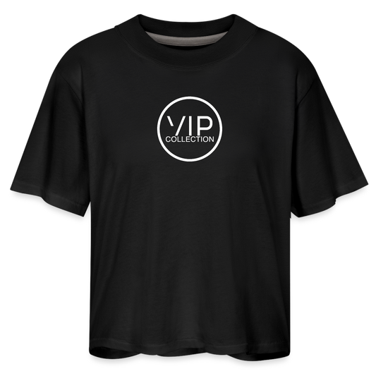 Women's VIP Boxy Tee (white logo) - black